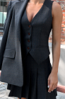 Fitted waistcoat, blue-brown