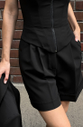 High-waisted shorts with pleats, black