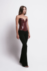 Patent corset top, cranberry