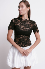 Lace balloon dress, black