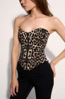 Zip-up corset top, animal print