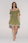 Tie-front Dress, green meadow print