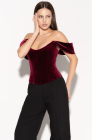 Velvet lace-up corset, burgundy