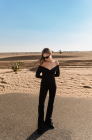 Open-back jumpsuit, black