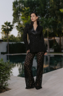 Fitted lace jacket, black