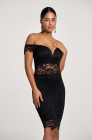 Lace bandeau dress, black