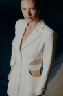Cut-out waist blazer dress, milk white