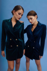 Velvet jacket dress, blue