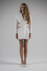 Cut-out waist blazer dress, milk white