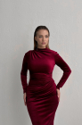 Velvet sheath dress, burgundy