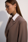 Oversized jacket with detachable collar, beige