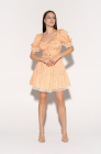 Tie-front dress, orange print