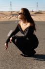 Open-back jumpsuit, black