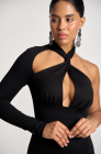 Open-back jersey dress, black