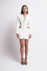 Cut-out waist blazer dress, milk white