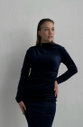 Velvet sheath dress, blue
