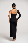 Open-back jersey dress, black