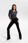 Ruched bust longsleeve top, graphite