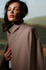 Oversized jacket with detachable collar, beige