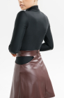Skirt with a waist slit, burgundy
