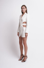 Cut-out waist blazer dress, milk white