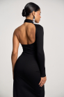 Open-back jersey dress, black