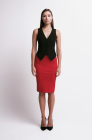 Pencil skirt with a slit, red