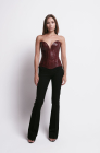 Patent corset top, cranberry