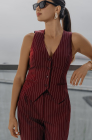 Fitted waistcoat, pinstripe on burgundy