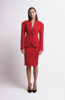 Semi-raglan tailored blazer, red