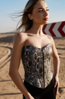 Zip-up corset top, grey python