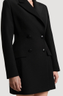 Double-breasted blazer dress with satin lapels, black