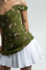 Corset dress, green print