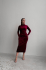 Velvet sheath dress, burgundy