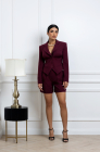 High-waisted shorts with pleats, dark cherry