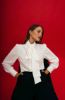 Bow detail blouse, ivory