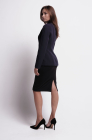 Pencil skirt with a slit, black