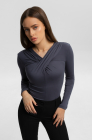 Ruched bust longsleeve top, graphite