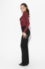 Pleated longsleeve top, burgundy