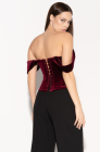 Velvet lace-up corset, burgundy