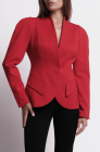 Semi-raglan tailored blazer, red