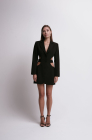 Cut-out waist blazer dress, black