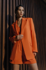 High-waisted shorts with pleats, orange