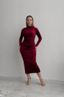 Velvet sheath dress, burgundy