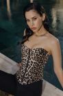 Zip-up corset top, animal print