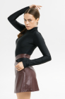 Skirt with a waist slit, burgundy