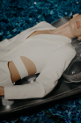 Cut-out waist blazer dress, milk white