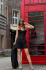 High-waisted shorts with pleats, black