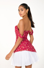 Corset dress, bright red print