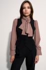 Bow detail blouse, coffee